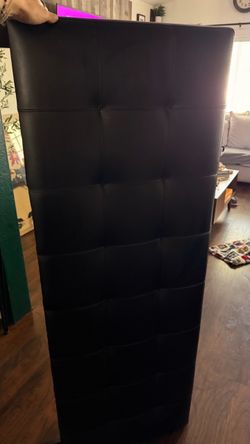 Queen Black Faux Leather Tufted Headboard