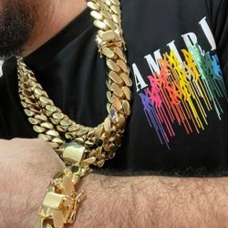 24MM Cuban Link Set 14k Gold Plated Doesn't Loses Color 