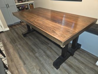Farmhouse Wood Dining Table with Trestle Base