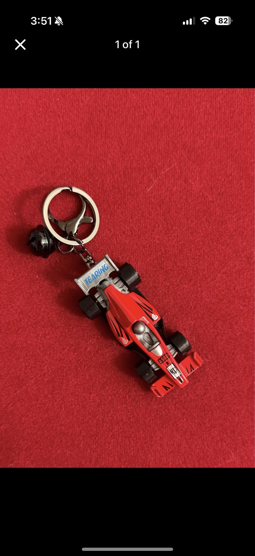 Red Race Car Keychain with Bell – Cute & Sporty!