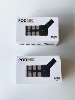 2 Rode PodMic podcast microphones
