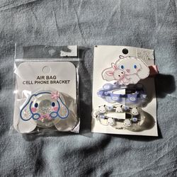 Cinnamonroll Popgrip & Hair Clip, Pochacco Clip & Kuromi Clip