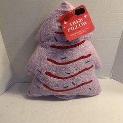 Plush Throw Pillow Christmas Tree Pink/Purple NEW 16” Little Debbie Style