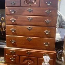 Vintage Kling Furniture Mahogany Highboy  Vintage Highboy Chest of Drawers, Attributed to Councill Craftsmen Furniture 