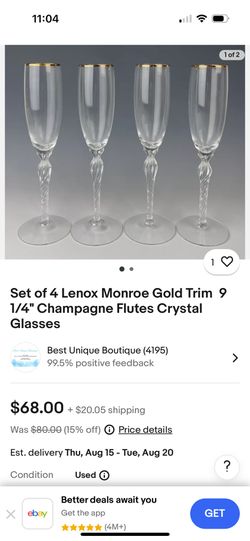 Lenox Monroe Gold Trimmed Champagne Flutes