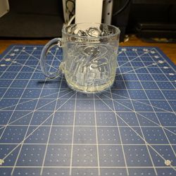 1995 Batman Forever McDonald's The Riddler Glass Cup Mug Embossed DC Comics