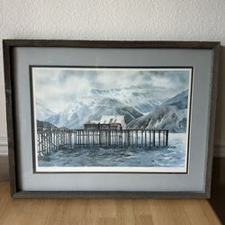 “Old Cannery Dock” by N. Taylor Stonington (1977) – Framed Watercolor Print 
