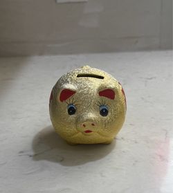 Gold plastic Pig Coin Bank