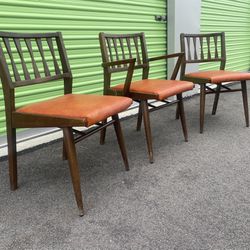 Three Holman Manufacturing Co. MCM Walnut "Bowtie"  Dining Chairs