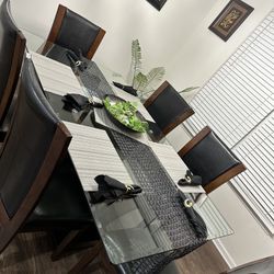 Glass Dining Table (6 Chairs)