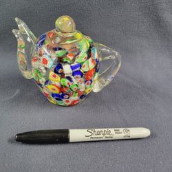 Vintage Collectible Glass Teapot Style Paperweight 