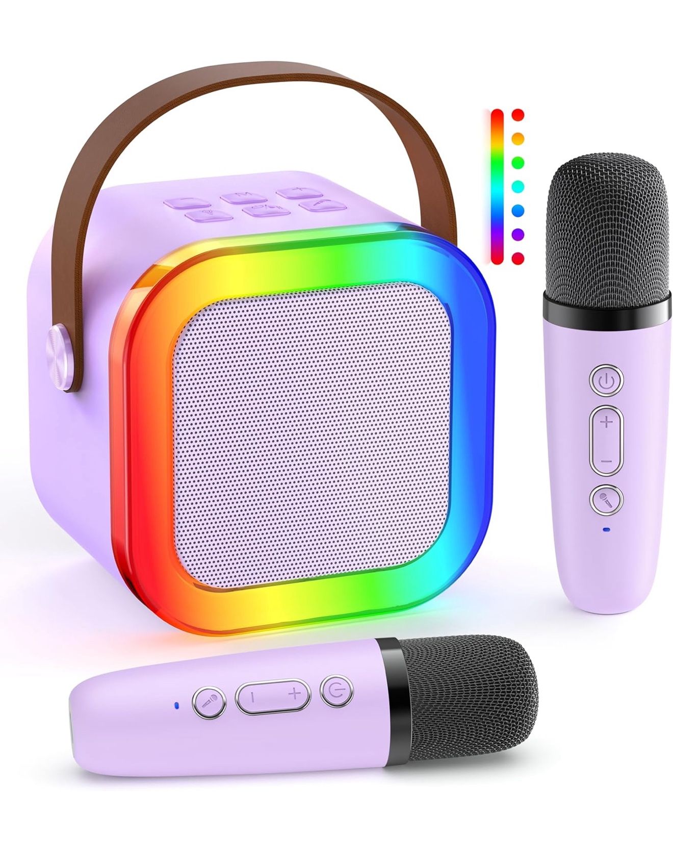 Mini Karaoke Machine with 2 Wireless Mics and Light for Family Home Party
