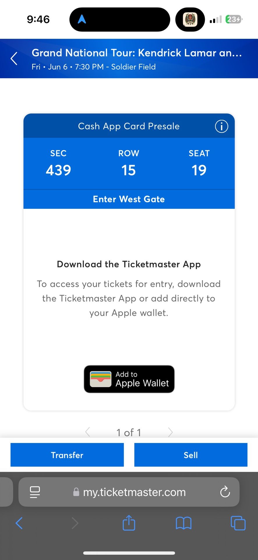 Kendrick Lamar x SZA Ticket
