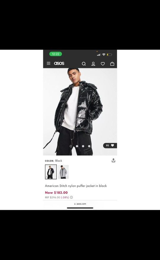 American Stitch Nylon Puffer Jacket L