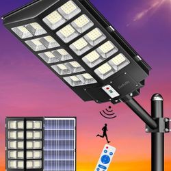3200W Solar Street Lights Outdoor, 320000LM Commercial Parking Lot Light, 6500K Dusk to Dawn Solar Security Flood Lights Motion Sensor Solar Led Lamp 