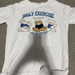 Bear T Shirt White, Size Small