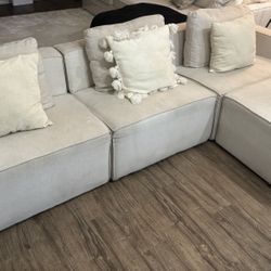 Cream Tan L Shaped Sectional 
