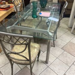 Glass Table With 4 Chairs