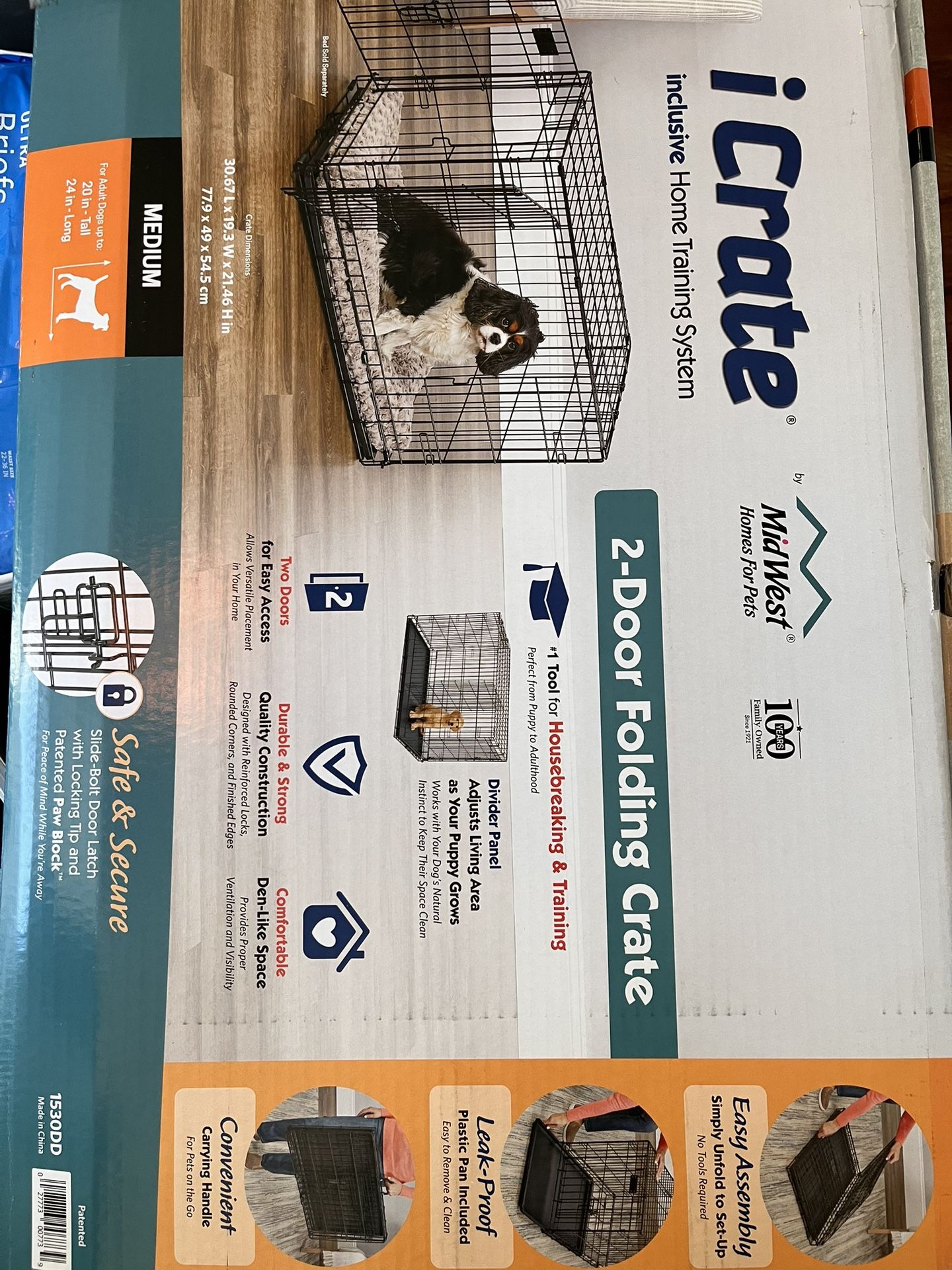 iCrate 2-Door Folding Dog Crate—Medium