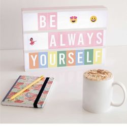 Pink LED Light Box with 400 Letters, Emojis & Markers - BONNYCO | Home & Office Decor Gift for Women & Girls