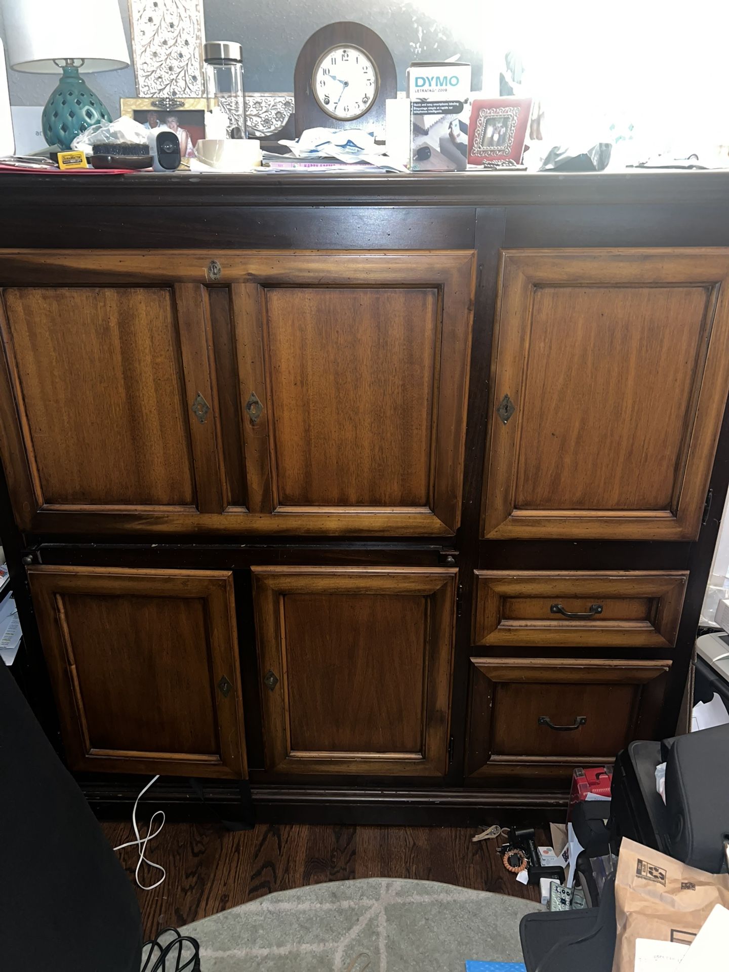 Big locking desk and storage area with key
