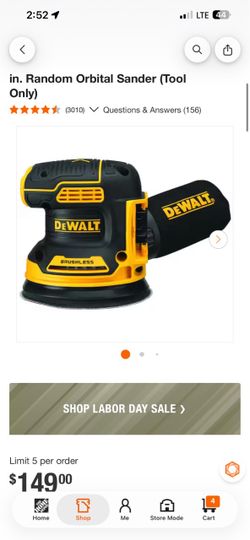 20V MAX XR Cordless Brushless 5 in. Random Orbital Sander (Tool Only)