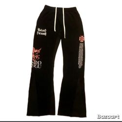 Black Flare Leg Sweatpants- Lost Intricacy