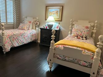 White Wood Twin Bed Frames – Set of 2