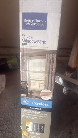 Better Homes & Gardens 2-Inch Cordless Faux Wood Blinds, White, 59"x64"