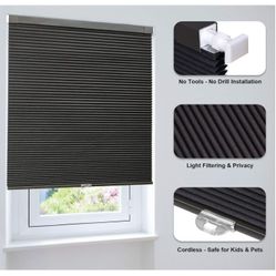 LazBlinds Blackout Honeycomb Shades - 34x64 Black E74