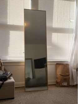 Modern Gold Full-Length Mirror – 64” x 19” | Leaning or Wall Mount