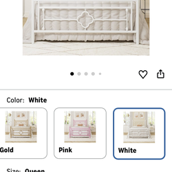 Queen sized Iron Bed Frame-White