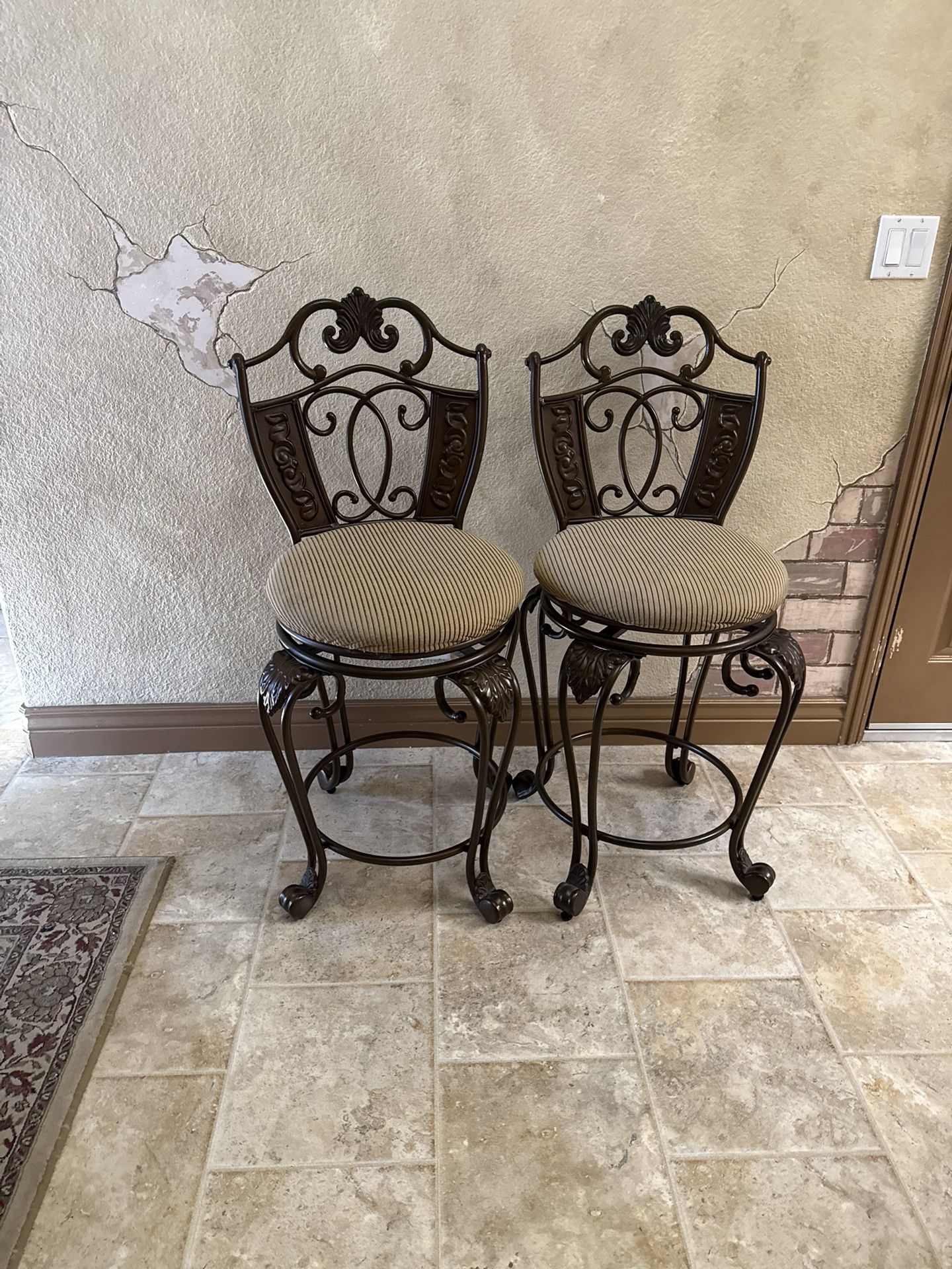 Two Metal Frame Bar Stools