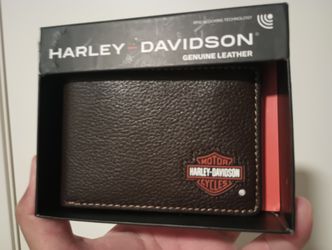 Harley Davidson Motorcycles Men’s Wallet Black Genuine Leather New In Gift Box