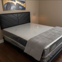 New QUEEN SIZE BED FRAME WITH MATTRESS NEW BEDROOM FURNITURE SET QUEEN BED + MATTRESS 