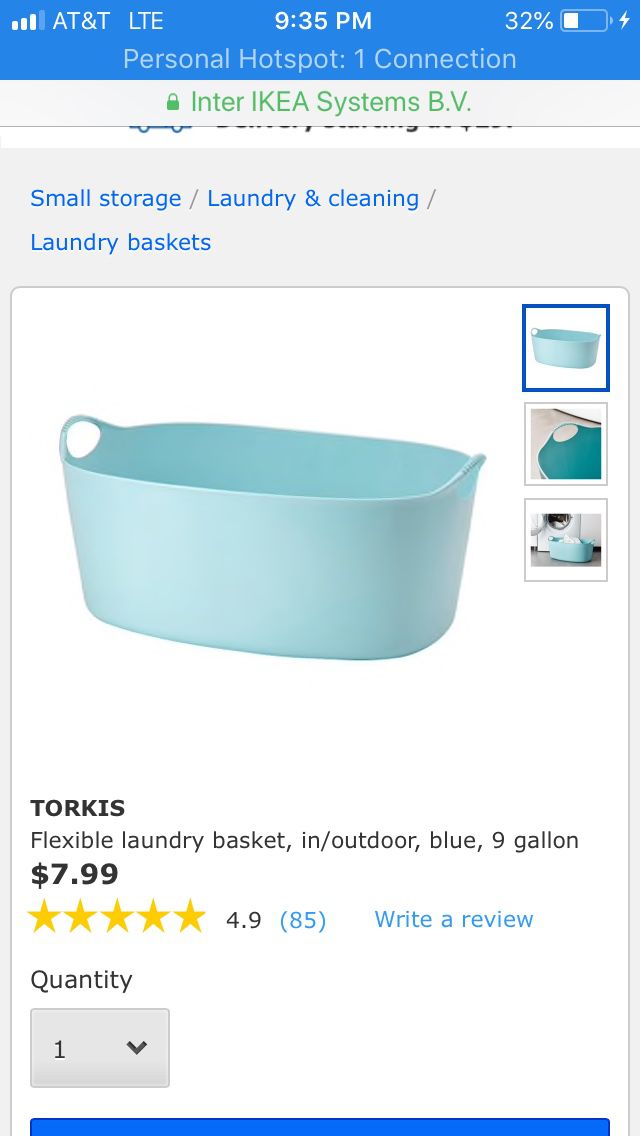 TORKIS Flexible laundry basket, in/outdoor, blue, 9 gallon - IKEA