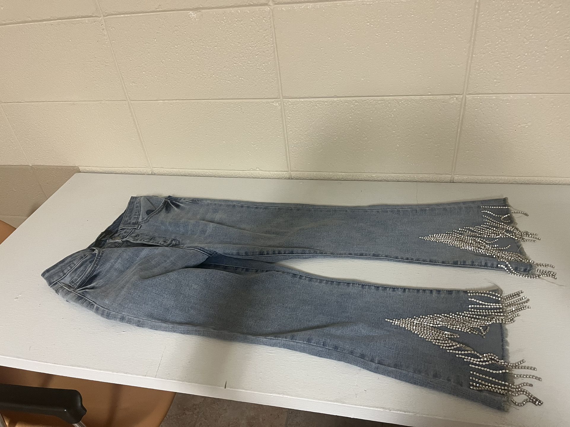 Denim Jeans Forever 21 Size 26 with Rhinestone Tassels