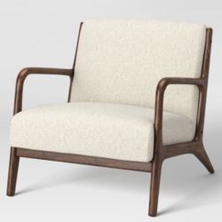 Wool Armchair With Dark Wooden Legs