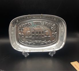 RWP Wilton Armetale Pewter Bless This House Bread Tray #232204 Proudly Made in the U.S.A