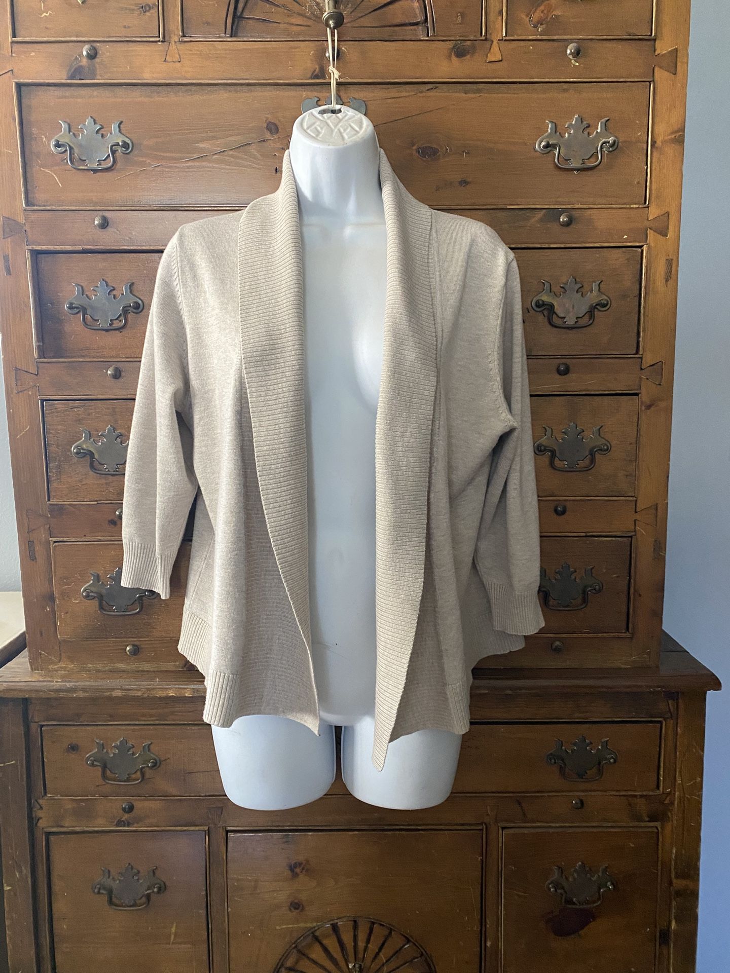 Woman’s Open Cardigan Sweater Size XL Shawl Collar By Eclectic