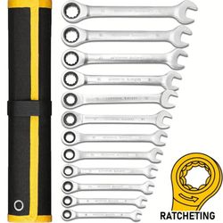 12 PCS Ratcheting Combination Wrench Set,