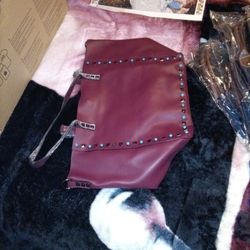 BURGUNDY LEATHER POCKET BOOK W EXTRA BAG