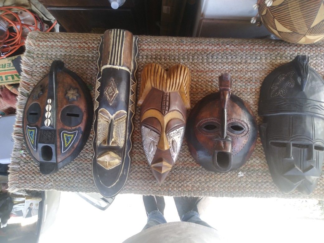 Hanb carved african mask 25 dollers each