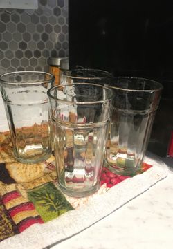 (4) Large Glass Cups