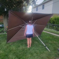 Large Patio Rectangle Umbrella Crank Up