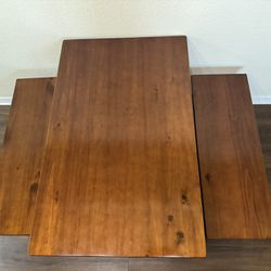 Espresso Wood Dining Table with Two Benches 