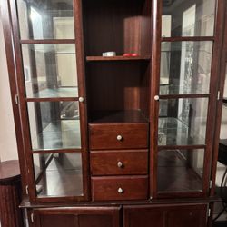 Cherry Wood  Picture Cabinet And Under Tv Set