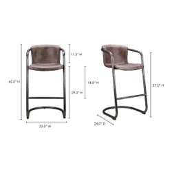 (2) New Moe's Furniture PK-1060-03 Freeman Barstool Grazed Brown Leather 22’W x 24’D x 40’H