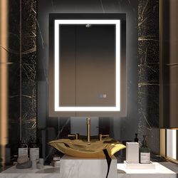 LED Bathroom Vanity Mirror, 36 x 28inch Backlit,Anti Fog, Dimmable, Touch Button,Color Temper 5500K,90+ CRI, Waterproof IP44,Both Vertical and Horiz