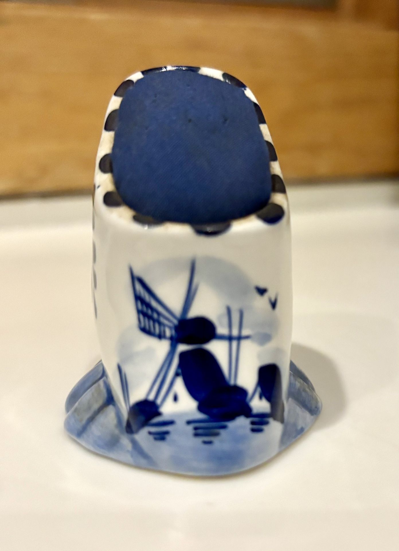 Vintage Delft Blue And White Shoe Pincushion 